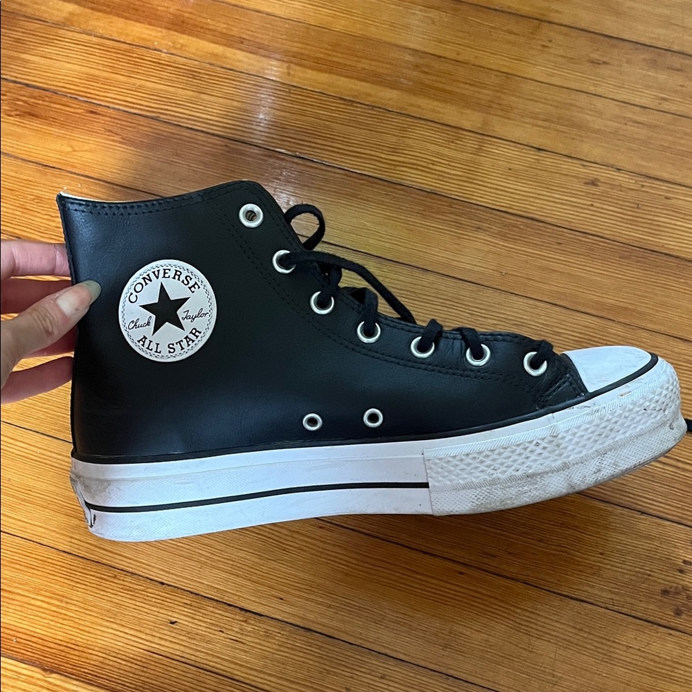 Converse Black Leather High-Top Sneakers